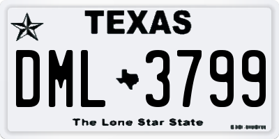 TX license plate DML3799
