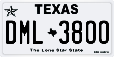 TX license plate DML3800