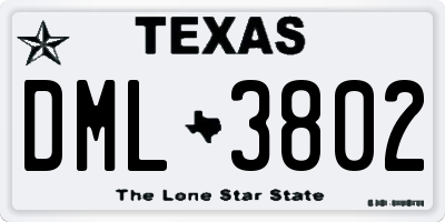 TX license plate DML3802
