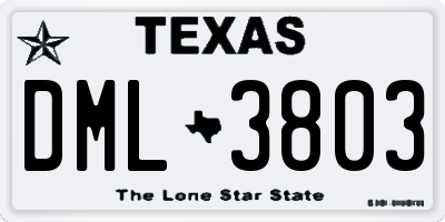 TX license plate DML3803