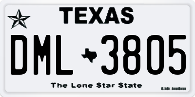 TX license plate DML3805