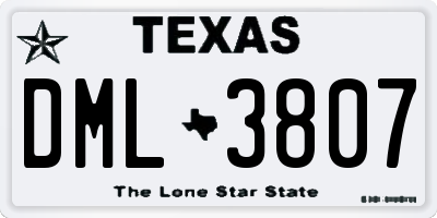 TX license plate DML3807