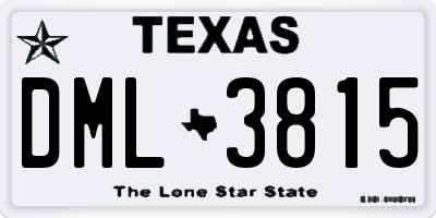 TX license plate DML3815