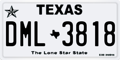TX license plate DML3818
