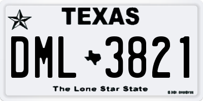 TX license plate DML3821