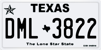 TX license plate DML3822
