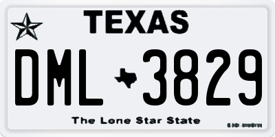 TX license plate DML3829