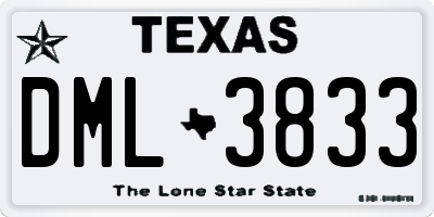 TX license plate DML3833