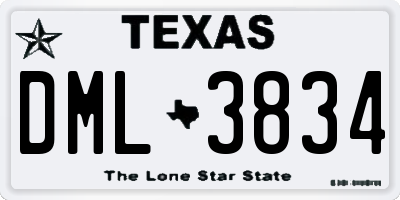 TX license plate DML3834