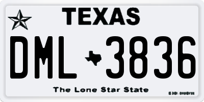TX license plate DML3836