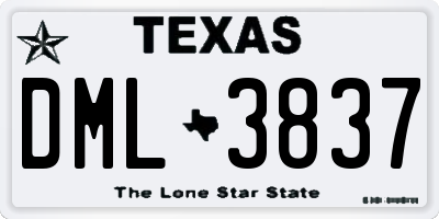 TX license plate DML3837