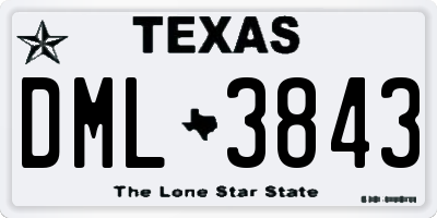 TX license plate DML3843