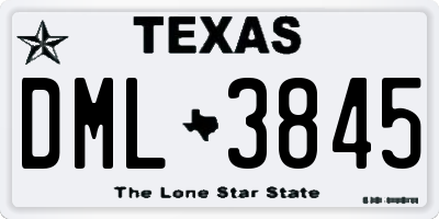 TX license plate DML3845