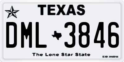 TX license plate DML3846