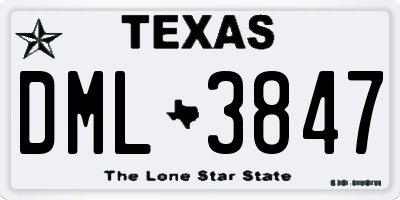 TX license plate DML3847