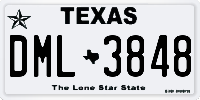 TX license plate DML3848
