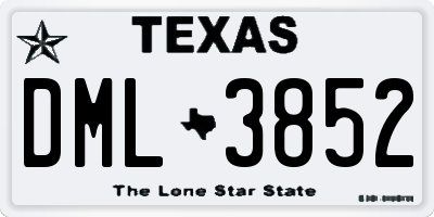TX license plate DML3852
