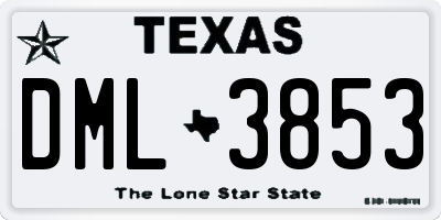 TX license plate DML3853
