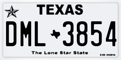 TX license plate DML3854