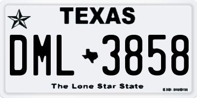 TX license plate DML3858