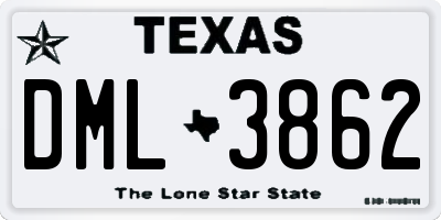 TX license plate DML3862