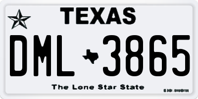 TX license plate DML3865