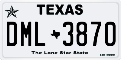 TX license plate DML3870