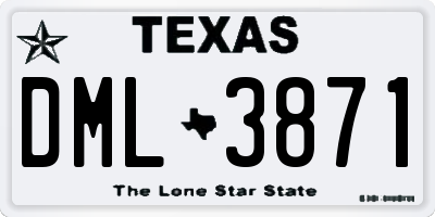TX license plate DML3871