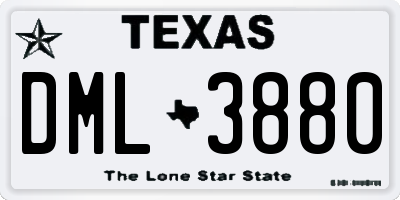 TX license plate DML3880