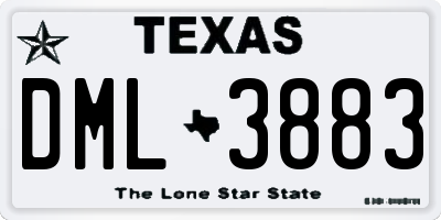 TX license plate DML3883
