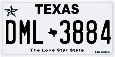 TX license plate DML3884