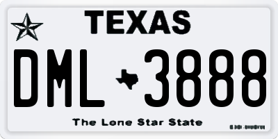 TX license plate DML3888