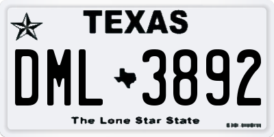 TX license plate DML3892
