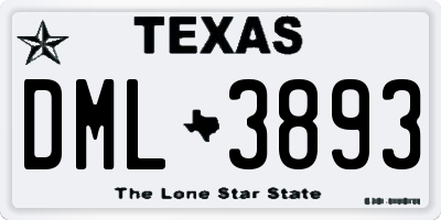 TX license plate DML3893