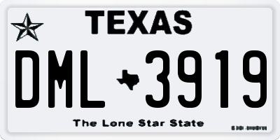 TX license plate DML3919