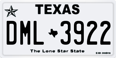 TX license plate DML3922