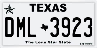 TX license plate DML3923