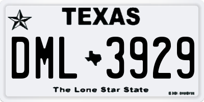 TX license plate DML3929