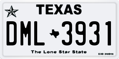 TX license plate DML3931