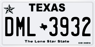 TX license plate DML3932