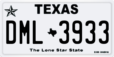 TX license plate DML3933
