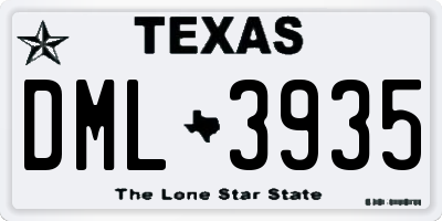 TX license plate DML3935