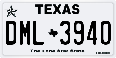 TX license plate DML3940