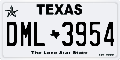 TX license plate DML3954