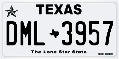 TX license plate DML3957