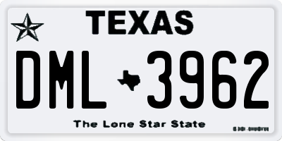 TX license plate DML3962