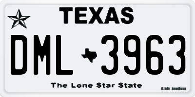 TX license plate DML3963