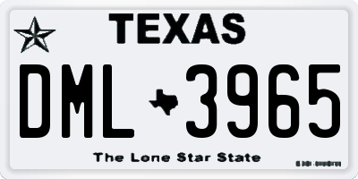 TX license plate DML3965