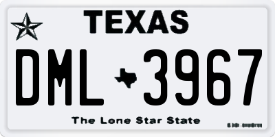 TX license plate DML3967