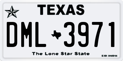 TX license plate DML3971